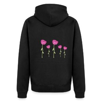 rosen pink blumen blume pflanzen - Unisex Premium Bio Zip Hoodie - Schwarz - Hinten - Nico (187cm)