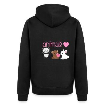 panda tiere tier bär hase herz - Unisex Premium Bio Zip Hoodie - Schwarz - Hinten - Nico (187cm)