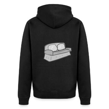 Sofa Symbol Wohnzimmer Möbel Grau - Unisex Premium Bio Zip Hoodie - Schwarz - Hinten - Nico (187cm)