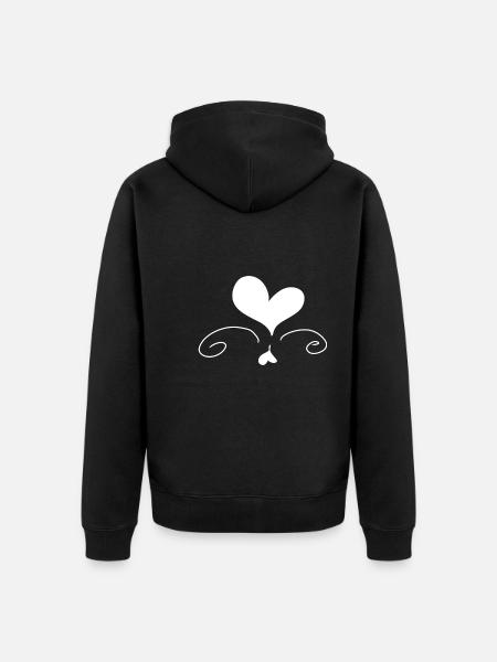 Heart Love Symbol Shape - Unisex Premium Organic Zip Hoodie - black