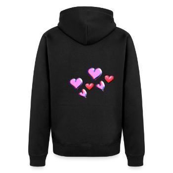 pink hearts heart pattern symbol - Unisex Premium Organic Zip Hoodie - black - Back - Nico (187cm)