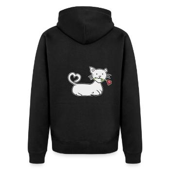 dessin animé chat rouge rose fleur animal amour - Veste à capuche bio Premium Unisexe - noir - Dos - Nico (187cm)