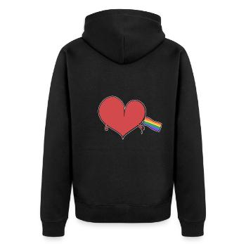 drapeau lgbt amour coeur rouge arc-en-ciel - Veste à capuche bio Premium Unisexe - noir - Dos - Nico (187cm)