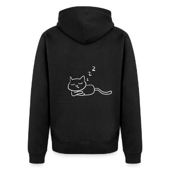 schlafende Katze schlafen symbol tier - Unisex Premium Bio Zip Hoodie - Schwarz - Hinten - Nico (187cm)