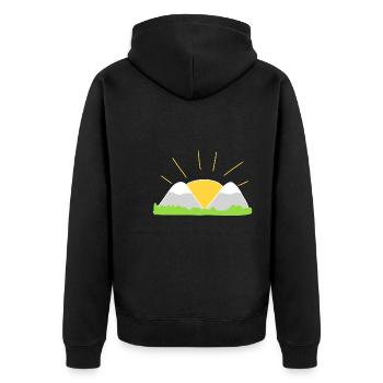 sonne berge natur berg formen - Unisex Premium Bio Zip Hoodie - Schwarz - Hinten - Nico (187cm)