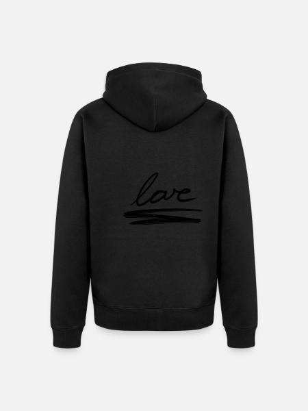 Love text stroke Valentine's Day - Unisex Premium Organic Zip Hoodie - black