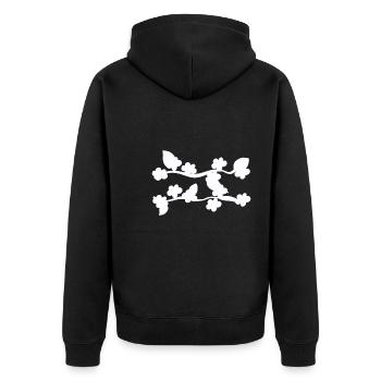 leaf leaves line nature shape branch plants - Unisex Premium Organic Zip Hoodie - black - Back - Nico (187cm)