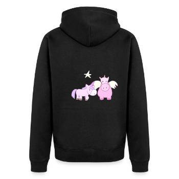 Einhorn Tier Symbol Cartoon Einhörner - Unisex Premium Bio Zip Hoodie - Schwarz - Hinten - Nico (187cm)