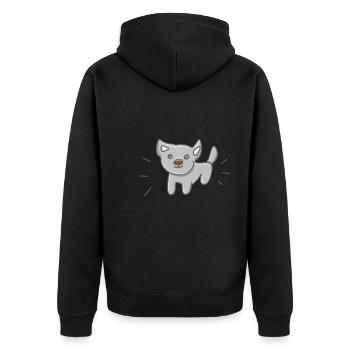 Icône de chien animal mignon gris - Veste à capuche bio Premium Unisexe - noir - Dos - Nico (187cm)
