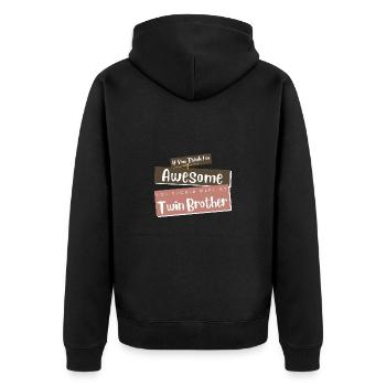 Lustige passende Familie sagt Geschwisterverbindung - Unisex Premium Bio Zip Hoodie - Schwarz - Hinten - Nico (187cm)