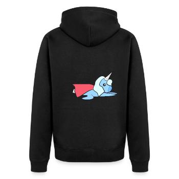 Licorne Animal Bleu Symbole Héros Fantastique - Veste à capuche bio Premium Unisexe - noir - Dos - Nico (187cm)