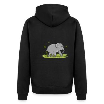 Elefant Tier Symbol Natur - Unisex Premium Bio Zip Hoodie - Schwarz - Hinten - Nico (187cm)