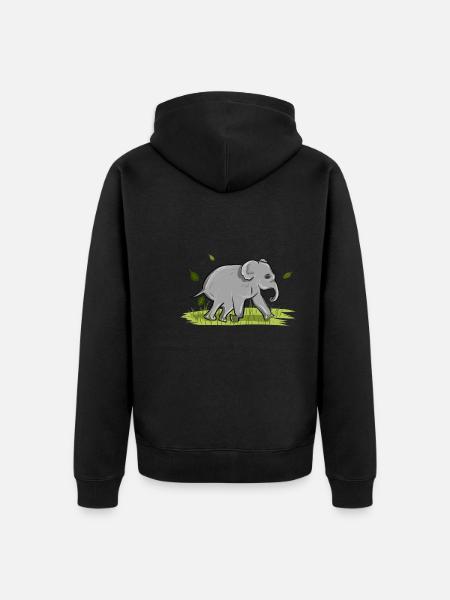Elephant Animal Symbol Nature - Unisex Premium Organic Zip Hoodie - black