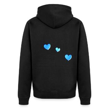 drei blaue herzen symbol liebe glitzer muster - Unisex Premium Bio Zip Hoodie - Schwarz - Hinten - Nico (187cm)