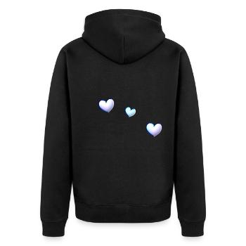 three blue hearts symbol love - Unisex Premium Organic Zip Hoodie - black - Back - Nico (187cm)
