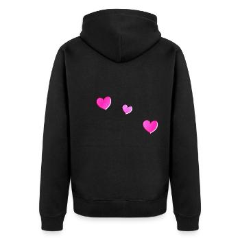 trois cœurs roses symbole d’amour paillettes - Veste à capuche bio Premium Unisexe - noir - Dos - Nico (187cm)