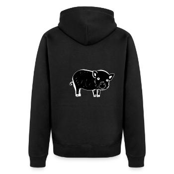 Schwein Symbol Tier Baby kontrast - Unisex Premium Bio Zip Hoodie - Schwarz - Hinten - Nico (187cm)