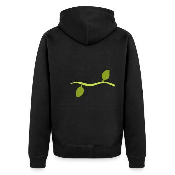Two Leaves Line Nature - Unisex Premium Organic Zip Hoodie - black - Back - Nico (187cm)