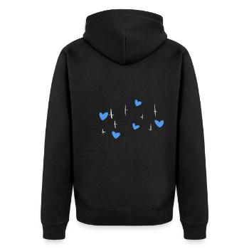 blaue herzen sterne symbol liebe - Unisex Premium Bio Zip Hoodie - Schwarz - Hinten - Nico (187cm)