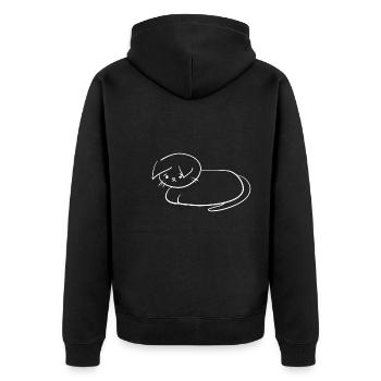 traurige Katze Tier Symboltraurige Katze Tier Symb - Unisex Premium Bio Zip Hoodie - Schwarz - Hinten - Nico (187cm)