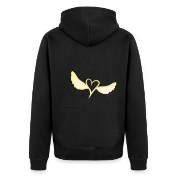 engel gold glitzer herz symbol flügel fliegen - Unisex Premium Bio Zip Hoodie - Schwarz - Hinten - Nico (187cm)