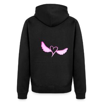 Le cœur d’oiseau vole rose paillettes amour - Veste à capuche bio Premium Unisexe - noir - Dos - Nico (187cm)