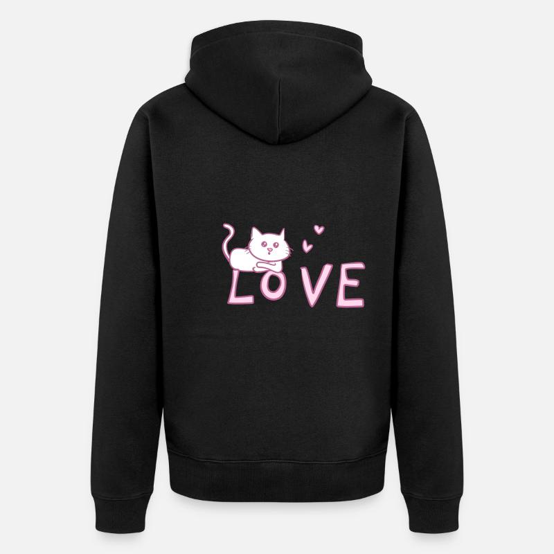 Cher symbole d’animal de chat - Veste à capuche bio Premium Unisexe - noir