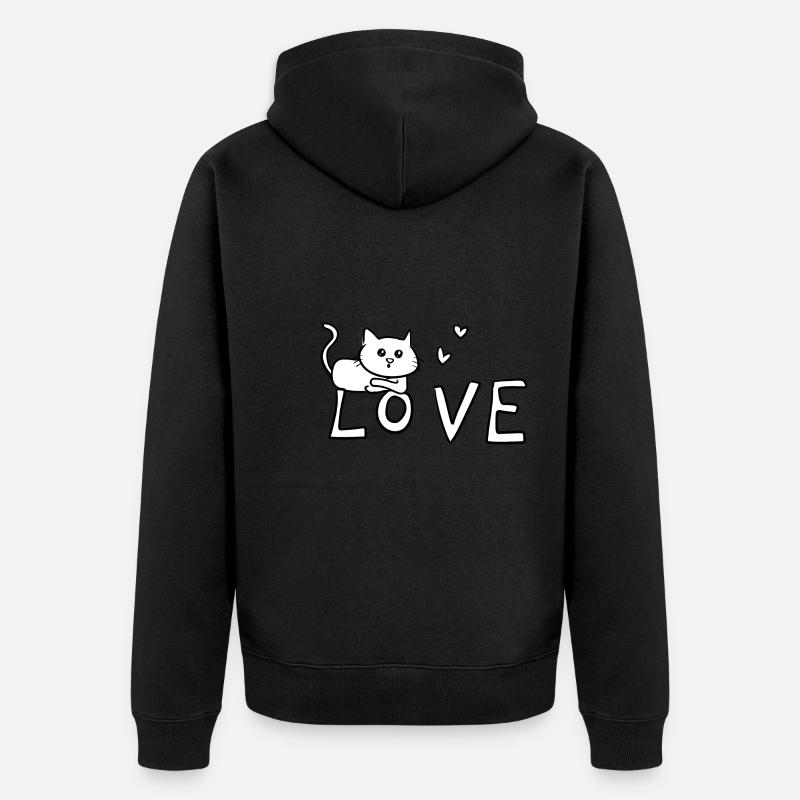 Cher symbole d’animal de chat - Veste à capuche bio Premium Unisexe - noir