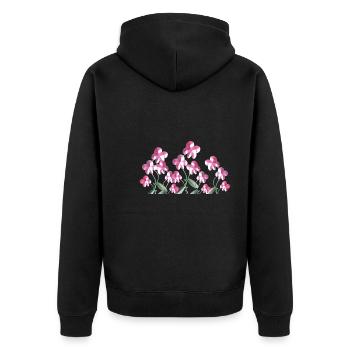 pinke blumen pflanzen blume - Unisex Premium Bio Zip Hoodie - Schwarz - Hinten - Nico (187cm)