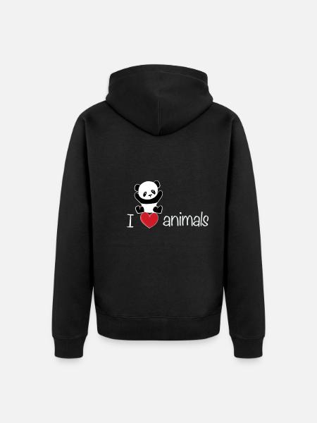 I love animals bear panda - Unisex Premium Organic Zip Hoodie - black