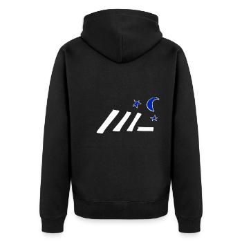 symbole étoile lune lignes - Veste à capuche bio Premium Unisexe - noir - Dos - Nico (187cm)