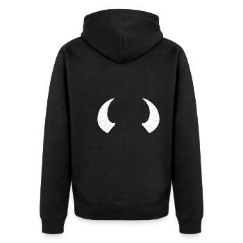 zwei hörner horn bulle widder symbol - Unisex Premium Bio Zip Hoodie - Schwarz - Hinten - Nico (187cm)