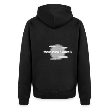 There is no Planet B Erde Welt Symbol - Unisex Premium Bio Zip Hoodie - Schwarz - Hinten - Nico (187cm)