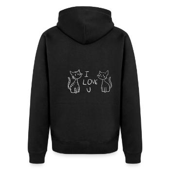 Ich liebe dich katzen katze - Unisex Premium Bio Zip Hoodie - Schwarz - Hinten - Nico (187cm)