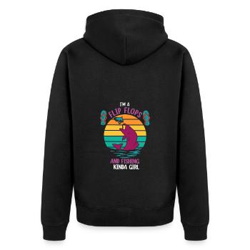 Ich bin ein Flip Flop und Fischer Mädchen - Unisex Premium Bio Zip Hoodie - Schwarz - Hinten - Nico (187cm)