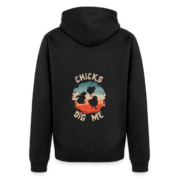 Chicks Dig Me Funny Easter Chicken - Unisex Premium Organic Zip Hoodie - black - Back - Nico (187cm)