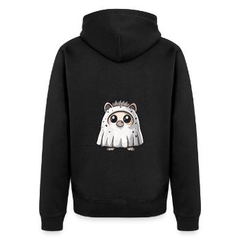 Hedgehog Halloween Funny Ghost - Unisex Premium Organic Zip Hoodie - black - Back - Nico (187cm)