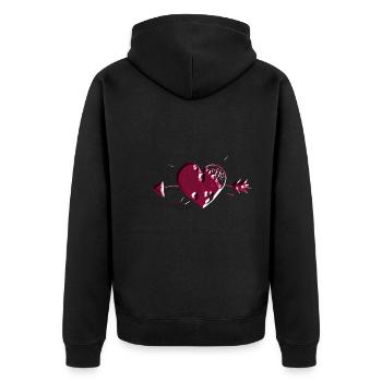 symbole du cœur cicatrices de flèche rose - Veste à capuche bio Premium Unisexe - noir - Dos - Nico (187cm)