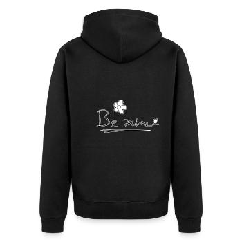 sei mein valentinstag herz liebe - Unisex Premium Bio Zip Hoodie - Schwarz - Hinten - Nico (187cm)