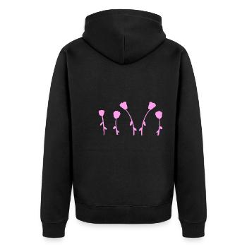 natural flowers rose earth line pattern - Unisex Premium Organic Zip Hoodie - black - Back - Nico (187cm)