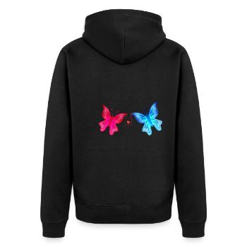 Schmetterlinge blau pink symbol insekt tiere - Unisex Premium Bio Zip Hoodie - Schwarz - Hinten - Nico (187cm)