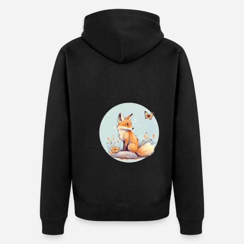 Renard mignon - Veste à capuche bio Premium Unisexe - noir