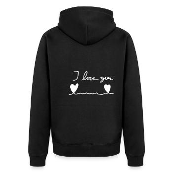 Ligne de cœur à deux cœurs Je t’aime - Veste à capuche bio Premium Unisexe - noir - Dos - Nico (187cm)