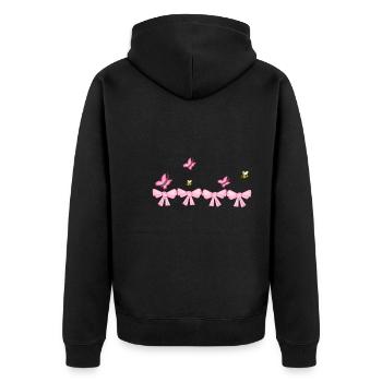 schleifen rosa schmetterling natur - Unisex Premium Bio Zip Hoodie - Schwarz - Hinten - Nico (187cm)