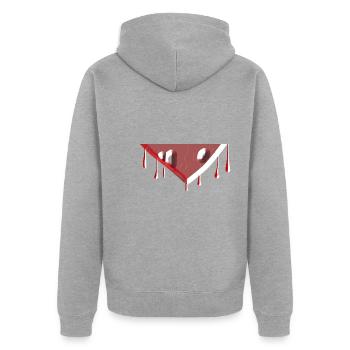 tropfen symbol form rot - Unisex Premium Bio Zip Hoodie - Grau meliert - Hinten - Nico (187cm)