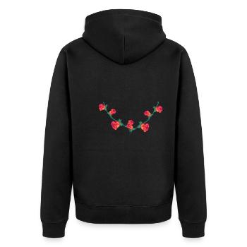 linie rosen herz blume rose form blumen - Unisex Premium Bio Zip Hoodie - Schwarz - Hinten - Nico (187cm)