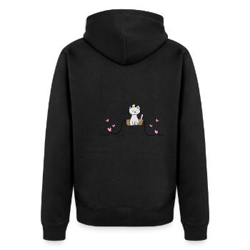 ligne de chat symbole d’animal de compagnie roi amour animal - Veste à capuche bio Premium Unisexe - noir - Dos - Nico (187cm)