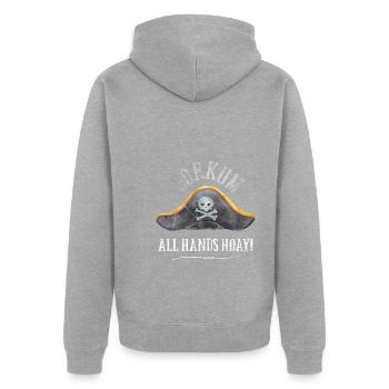 Borkum Toutes les mains Hoay Pirate - Veste à capuche bio Premium Unisexe - gris chiné - Dos - Nico (187cm)