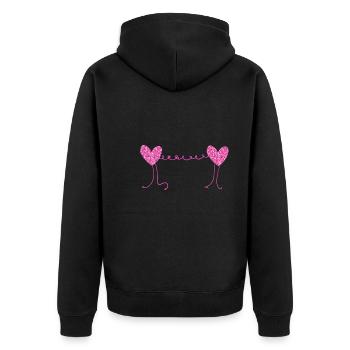 herzen pink glitzer muster - Unisex Premium Bio Zip Hoodie - Schwarz - Hinten - Nico (187cm)