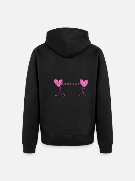 hearts pink glitter pattern - Unisex Premium Organic Zip Hoodie - black